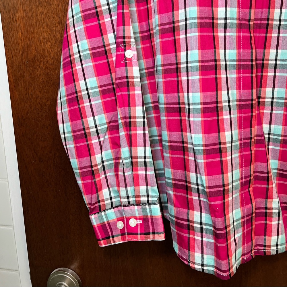 Allison Daley Plaid Pink Blue NWOT Blouse Size 18 - Picture 3 of 9